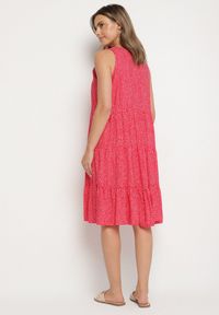 Born2be - Czerwona Bawełniana Sukienka w Kropki z Falbanami Zerolia. Okazja: na spotkanie biznesowe, do pracy, na co dzień. Kolor: czerwony. Materiał: bawełna. Wzór: kropki. Typ sukienki: proste. Styl: casual, klasyczny, biznesowy #5