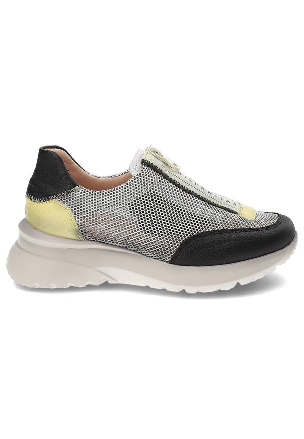 Czarne Sneakersy Hispanitas Stylowe Obuwie Damskie. Kolor: biały. Materiał: skóra, materiał. Szerokość cholewki: normalna. Obcas: na platformie. Styl: elegancki