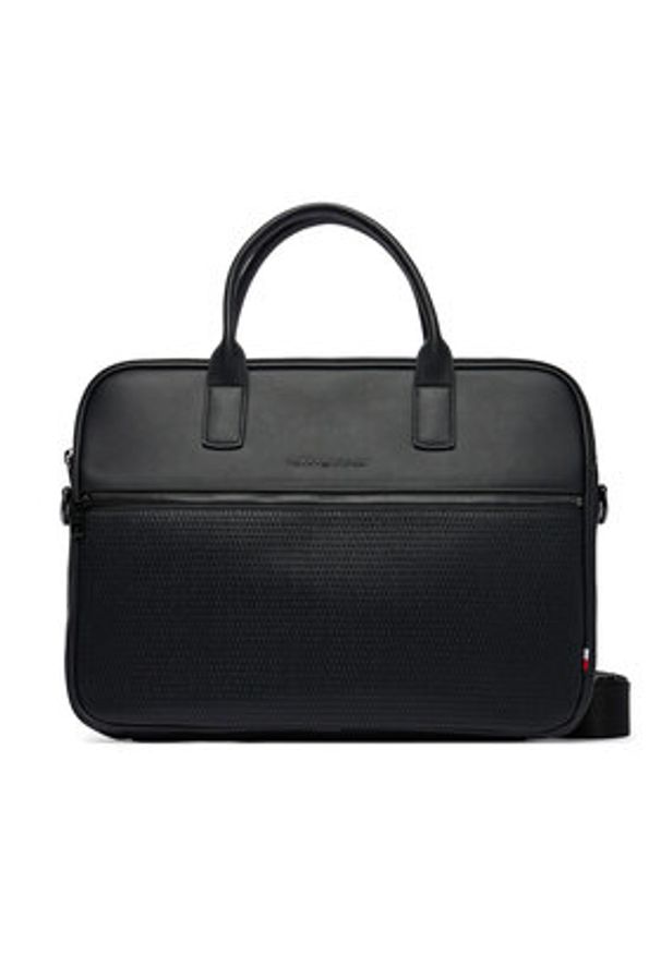 TOMMY HILFIGER - Tommy Hilfiger Torba na laptopa Th Woven Computer Bag AM0AM14094 Czarny. Kolor: czarny. Materiał: skóra