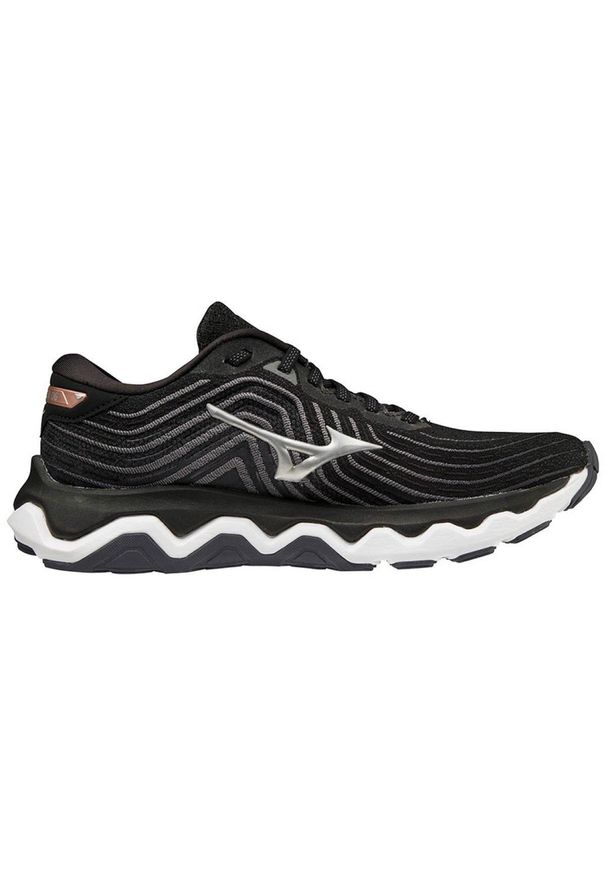Buty do biegania damskie Mizuno Wave Horizon 6. Zapięcie: sznurówki. Kolor: czarny. Materiał: guma, syntetyk, materiał. Szerokość cholewki: normalna. Model: Mizuno Wave. Sport: bieganie