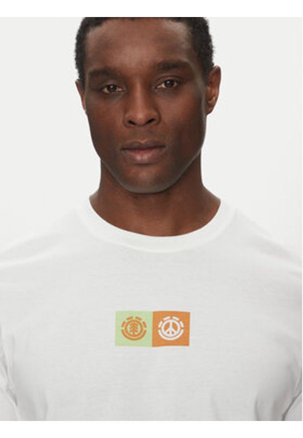 Element T-Shirt ELYZT00492 Biały Regular Fit. Kolor: biały. Materiał: bawełna