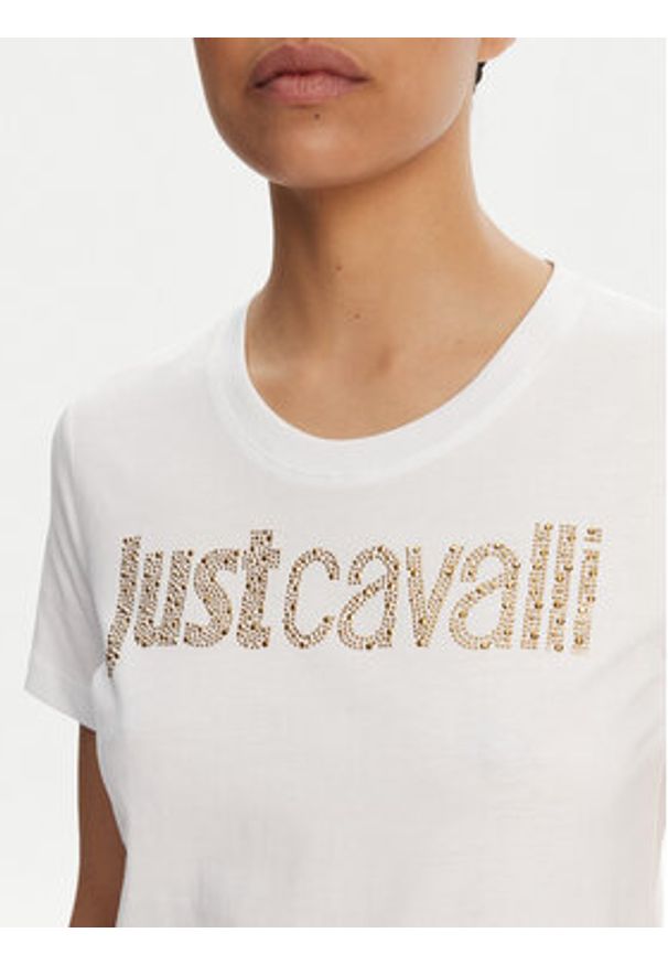 Just Cavalli Sukienka codzienna 78PAOE15 Biały Regular Fit. Okazja: na co dzień. Kolor: biały. Materiał: bawełna. Typ sukienki: proste. Styl: casual