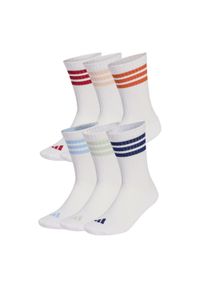 Adidas - Skarpety 3-Stripes Essentials Cushioned Crew, 6 par. Kolor: pomarańczowy, czerwony, biały, wielokolorowy. Sport: fitness #1
