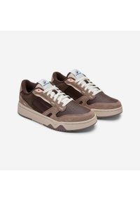 Decathlon - Sneakersy damskie CJ80 zamszowe. Kolor: beżowy, brązowy, wielokolorowy. Materiał: zamsz. Szerokość cholewki: normalna