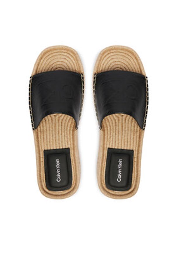 Calvin Klein Espadryle Flatf Espa Mule Lth Mg HW0HW03027 Czarny. Kolor: czarny. Materiał: skóra