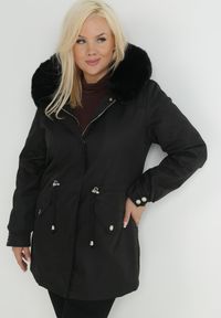 Born2be - Czarna Kurtka Parka Nylonowa Deseyi. Kolor: czarny. Materiał: nylon. Sezon: zima