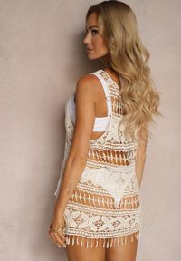 Renee - Beżowy Top Narzutka z Bawełny z Ażurowym Wzorem Dimzira. Kolor: beżowy. Materiał: bawełna. Wzór: ażurowy. Sezon: lato