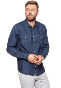 Wrangler - KOSZULA JEANSOWA MĘSKA WRANGLER LS WESTERN SHIRT RINSE INDIGO W5973O7WE. Materiał: jeans #5