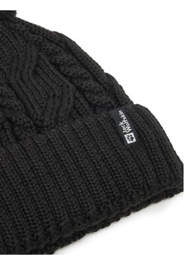 Jack Wolfskin Czapka Pompom 1905092 Czarny. Kolor: czarny. Materiał: materiał, wełna