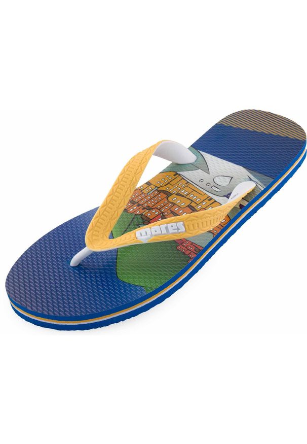 MARES - Męskie pantofle Merren Light skórzane 43. Kolor: żółty, pomarańczowy, biały, wielokolorowy. Materiał: guma, skóra. Sezon: lato. Sport: pływanie