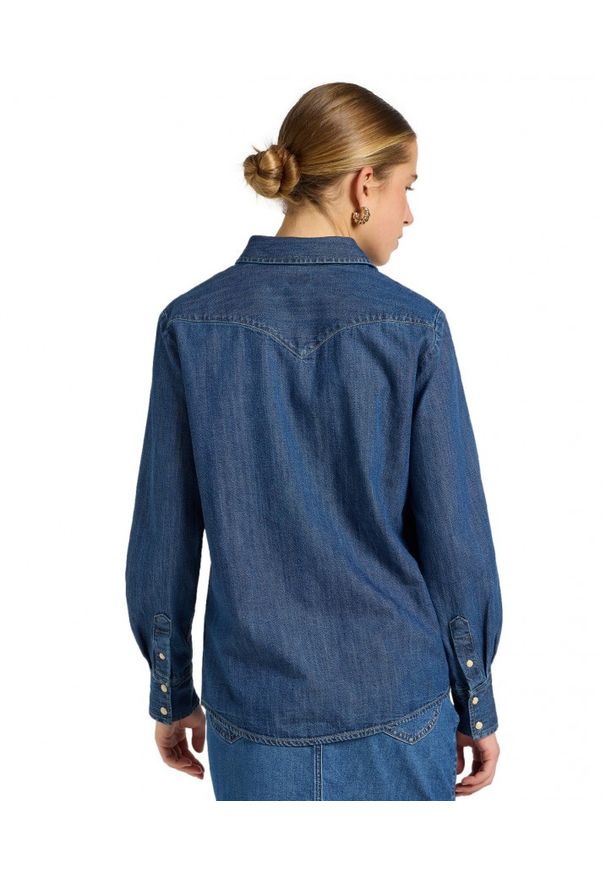 Lee - DAMSKA KOSZULA LEE REGULAR WESTERN SHIRT DENIM STACKS 112370983. Materiał: denim
