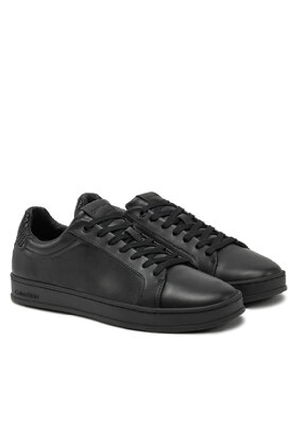 Calvin Klein Sneakersy Low Top Lace Up Woven HM0HM01767 Czarny. Kolor: czarny. Materiał: skóra