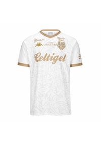 Kappa - Koszulka wyjazdowa EA Guingamp Guillo 2024/25. Kolor: biały, żółty, wielokolorowy. Sport: piłka nożna