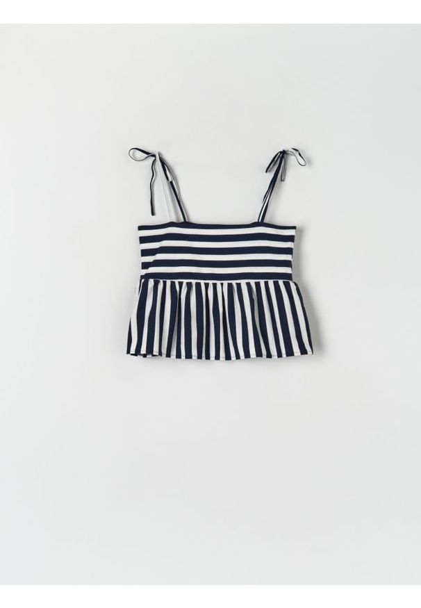 Sinsay - Top w paski - wielobarwny. Materiał: bawełna. Długość: krótkie. Wzór: paski