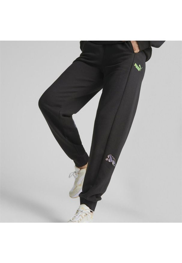 Spodnie sportowe damskie Puma Power Novashine CB Pants. Kolor: czarny, wielokolorowy. Materiał: dresówka. Sport: fitness