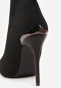 Renee - Czarne Botki Vices ze Skarpetkową Cholewką na Szpilce Brattalie. Okazja: na co dzień, na imprezę. Nosek buta: szpiczasty. Kolor: czarny. Materiał: jeans. Szerokość cholewki: normalna. Obcas: na szpilce. Styl: casual, elegancki, klasyczny. Wysokość obcasa: średni #5