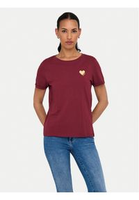 only - ONLY T-Shirt Kita 15244714 Bordowy Regular Fit. Kolor: czerwony. Materiał: bawełna