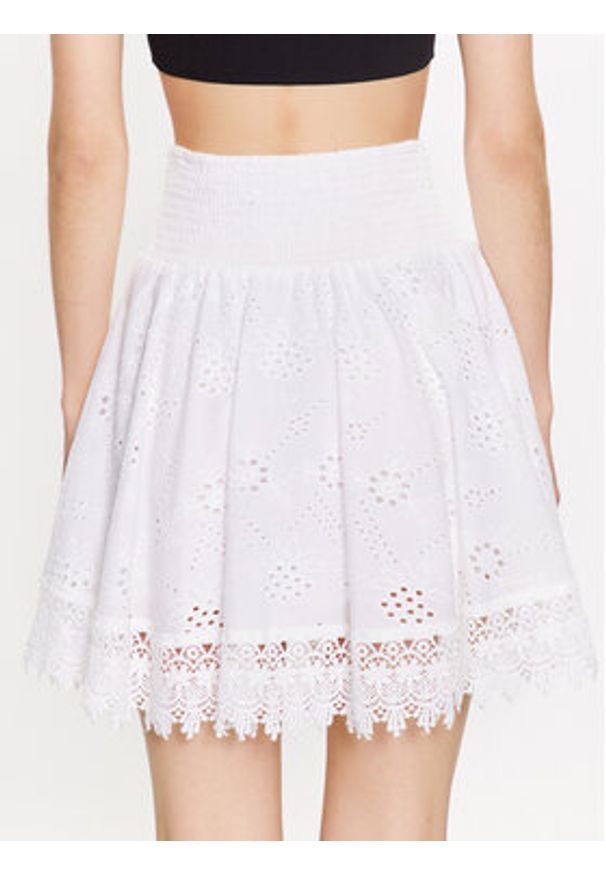 Guess Spódnica mini Peggy W3GD0I WFG40 Biały Regular Fit. Kolor: biały. Materiał: bawełna