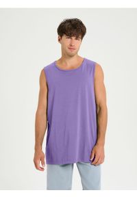 Sinsay - Bawełniany tank top - fioletowy. Kolor: fioletowy. Materiał: bawełna