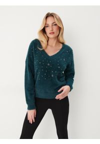 Mohito - Zielony sweter z aplikacjami - Khaki. Kolor: brązowy. Wzór: aplikacja #2