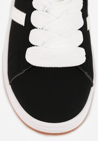 Born2be - Czarne Sneakersy z Dwoma Paskami Galtewi. Okazja: na co dzień. Zapięcie: pasek. Kolor: czarny. Materiał: jeans. Obcas: na obcasie. Wysokość obcasa: niski #6