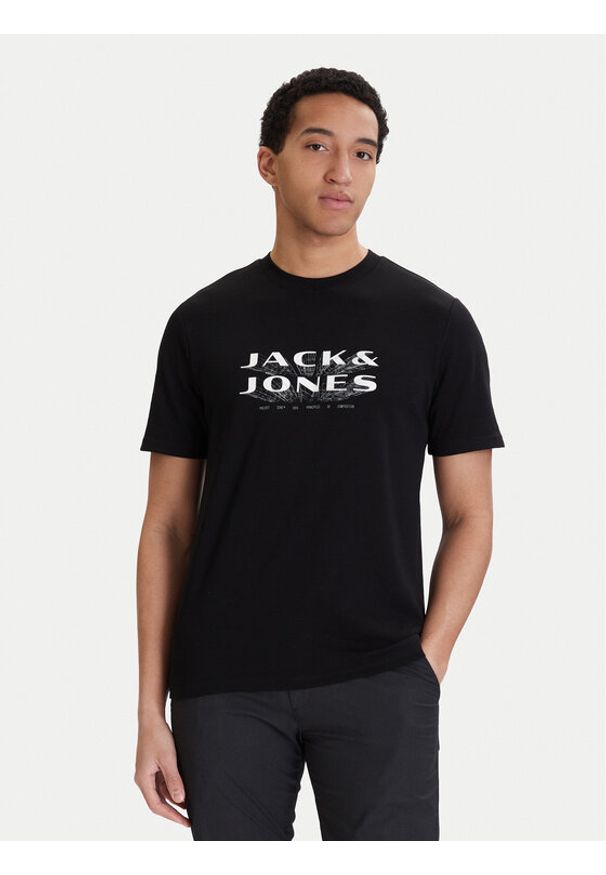Jack & Jones T-Shirt Fusion 12289880 Czarny Regular Fit. Kolor: czarny. Materiał: bawełna