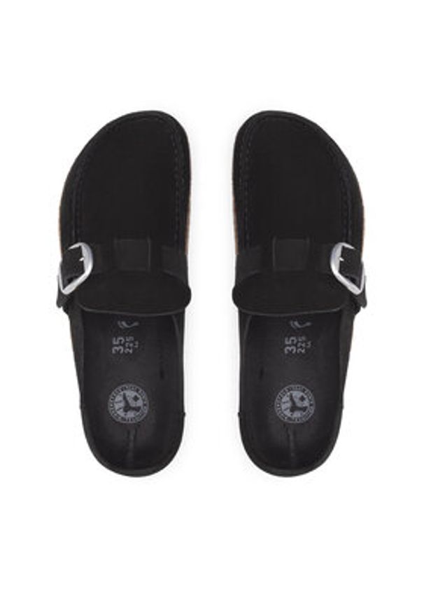 Birkenstock Klapki Buckley 1017826 Czarny. Kolor: czarny. Materiał: skóra, welur