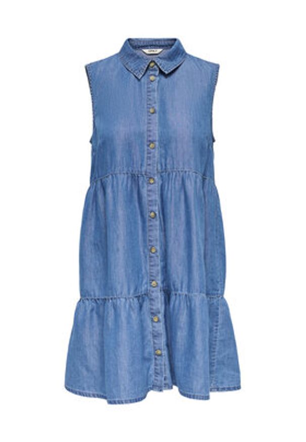 only - ONLY Sukienka jeansowa Bea 15344263 Niebieski Regular Fit. Kolor: niebieski. Materiał: bawełna