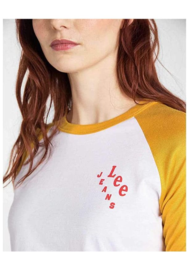 Lee - LEE REGLAN RINGER TEE DAMSKI LONGSLEEVE SLIM FIT GOLDEN YELLOW L41NWMNF 112109105. Długość rękawa: długi rękaw