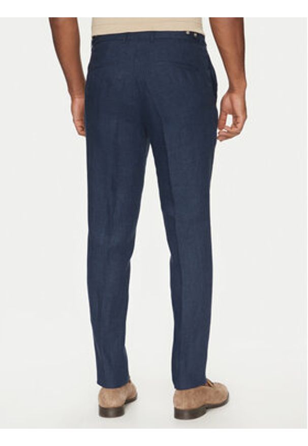 BOSS Spodnie materiałowe C-Genius 50540518 Granatowy Slim Fit. Kolor: niebieski. Materiał: len