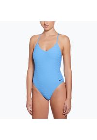 Strój pływacki jednoczęściowy damski Nike Swoosh Link Y-Back. Kolor: niebieski