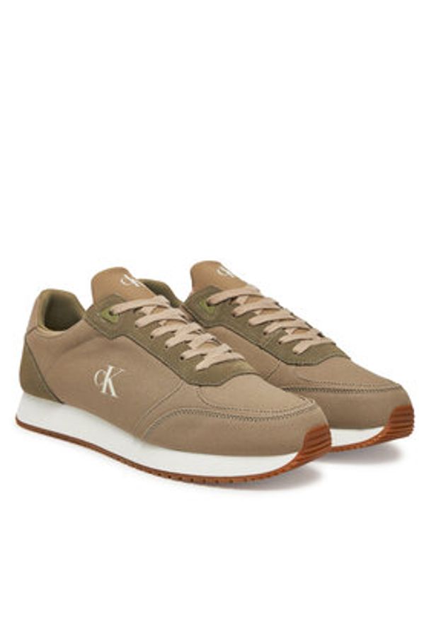 Calvin Klein Jeans Sneakersy Runner Sock Laceup Mg Canvas YM0YM01217 Zielony. Kolor: zielony. Materiał: materiał