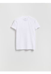 Reserved - Bawełniany t-shirt slim fit - biały. Kolor: biały. Materiał: bawełna