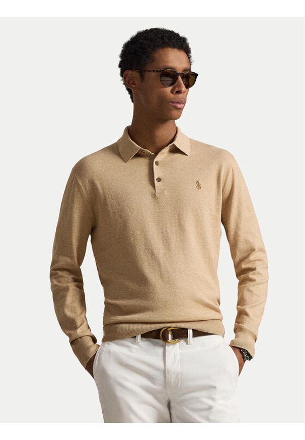 Polo Ralph Lauren Polo 710P04446003 Beżowy jasny Regular Fit. Typ kołnierza: polo. Kolor: beżowy. Materiał: bawełna