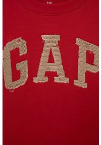 GAP t-shirt bawełniany dziecięcy kolor czerwony. Kolor: czerwony. Materiał: bawełna. Długość rękawa: krótki rękaw. Długość: krótkie. Wzór: aplikacja