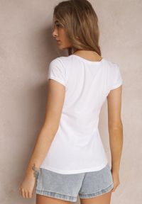 Renee - Biały T-shirt Klymusa. Kolor: biały. Materiał: materiał, bawełna. Długość rękawa: krótki rękaw. Długość: krótkie. Wzór: aplikacja, gładki. Styl: klasyczny, sportowy #2