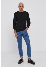 Selected Sweter męski kolor czarny. Okazja: na co dzień. Kolor: czarny. Materiał: materiał, bawełna. Długość rękawa: długi rękaw. Długość: długie. Styl: casual