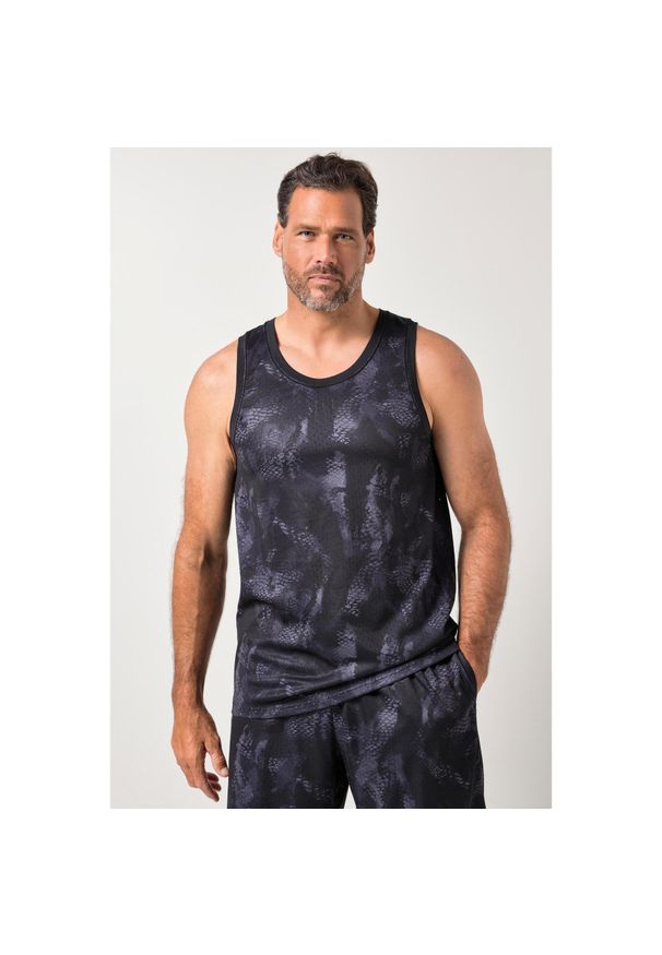 JAY-PI - Męska Tank top siateczkowy fitness nadruk na całej powierzchni. Kolekcja: plus size. Kolor: czarny. Materiał: poliester, materiał. Wzór: nadruk. Sport: fitness