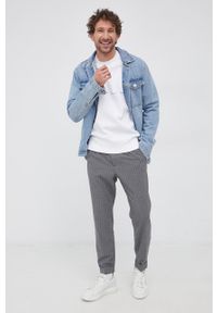 Calvin Klein Jeans Bluza męska kolor biały z nadrukiem. Okazja: na co dzień. Kolor: biały. Materiał: dzianina, włókno. Wzór: nadruk. Styl: casual