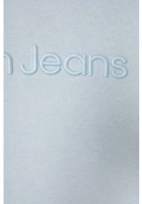 Calvin Klein Jeans bluza dziecięca kolor niebieski z aplikacją. Kolor: niebieski. Materiał: bawełna, prążkowany. Wzór: aplikacja #2
