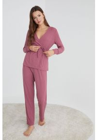 Women Secret - women'secret piżama Lifewear damska kolor różowy. Kolor: różowy. Materiał: dzianina. Długość: długie #3