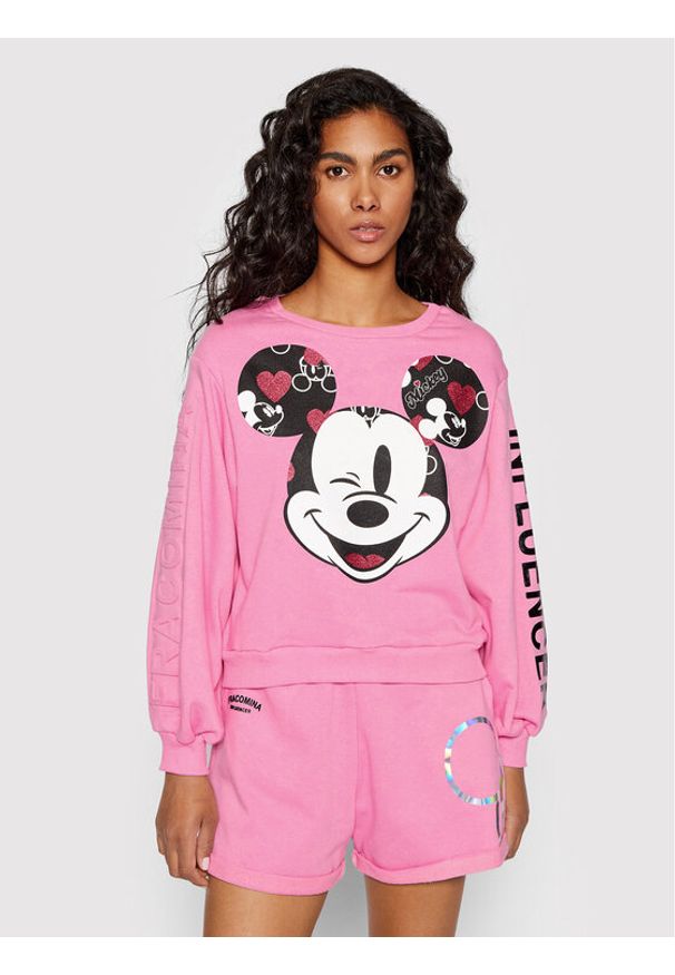 Fracomina Bluza DISNEY FD22ST9052F409N5 Różowy Over Fit. Kolor: różowy. Materiał: bawełna. Wzór: motyw z bajki