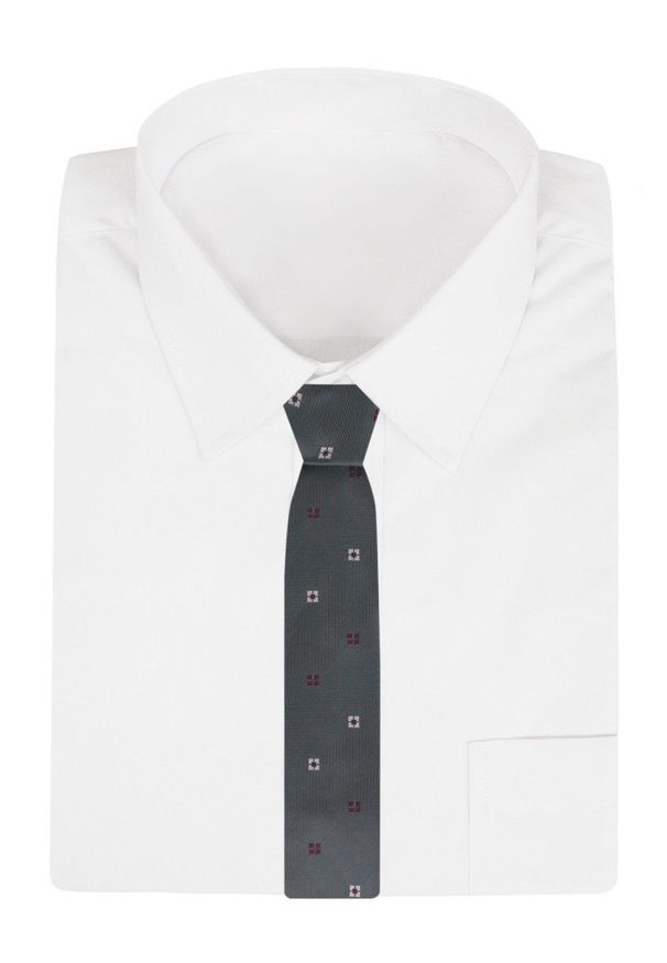Męski Krawat - Szary w Groszki - Alties. Kolor: szary. Materiał: tkanina. Wzór: grochy. Styl: elegancki, wizytowy