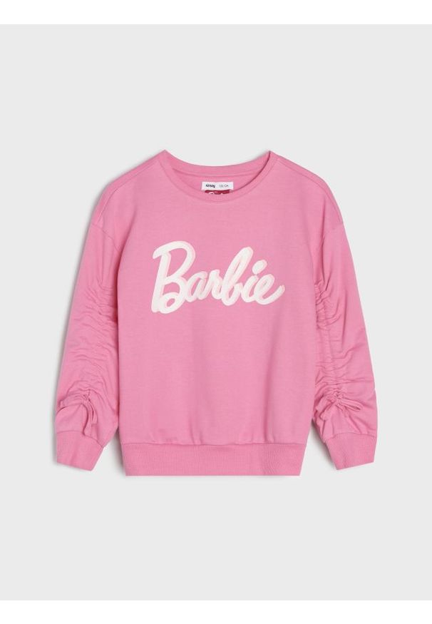 Sinsay - Bluza z marszczonymi rękawami Barbie - różowy. Kolor: różowy