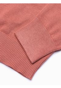 Ombre Clothing - Sweter męski z haftem - różowy V18 - Rozmiar: XXL. Kolor: różowy. Materiał: nylon, wiskoza, materiał, dzianina. Wzór: haft. Styl: klasyczny, elegancki #2