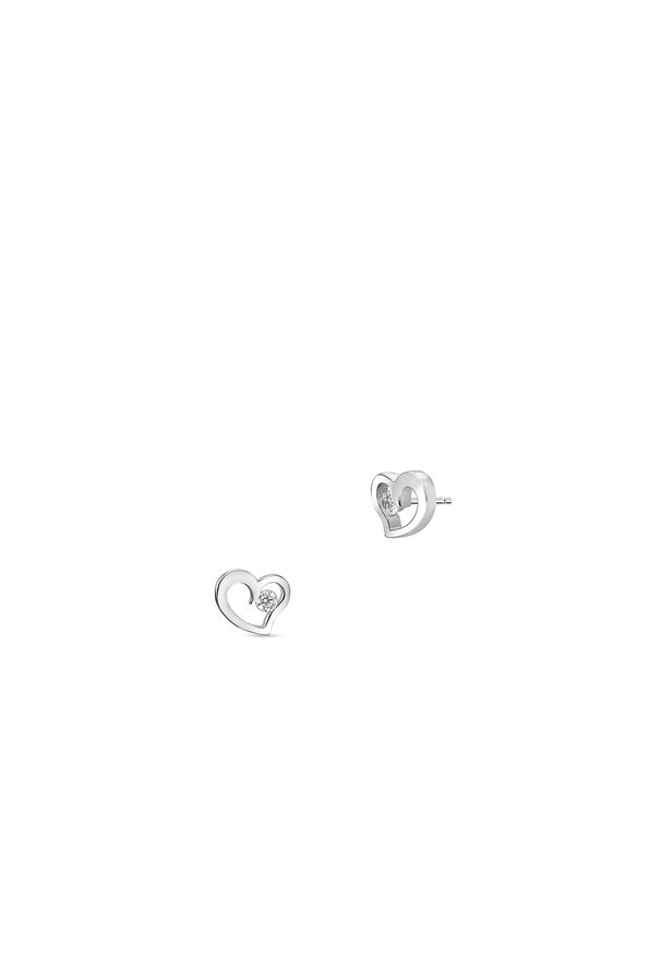 W.KRUK - Kolczyki srebrne z cyrkoniami serca. Materiał: srebrne. Kolor: srebrny. Kamień szlachetny: cyrkonia