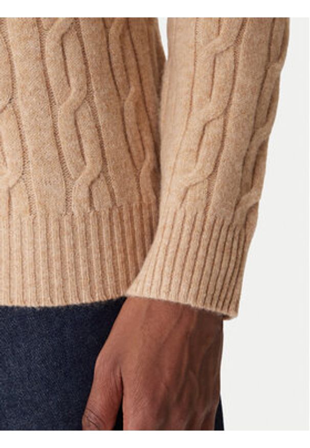 GANT - Gant Sweter 8050260 Beżowy Regular Fit. Kolor: beżowy. Materiał: wełna