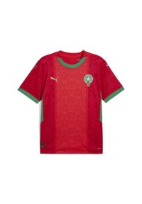 Puma - Męska koszulka domowa Maroko 2025 PUMA. Kolor: czerwony, zielony, wielokolorowy. Wzór: aplikacja. Sport: piłka nożna