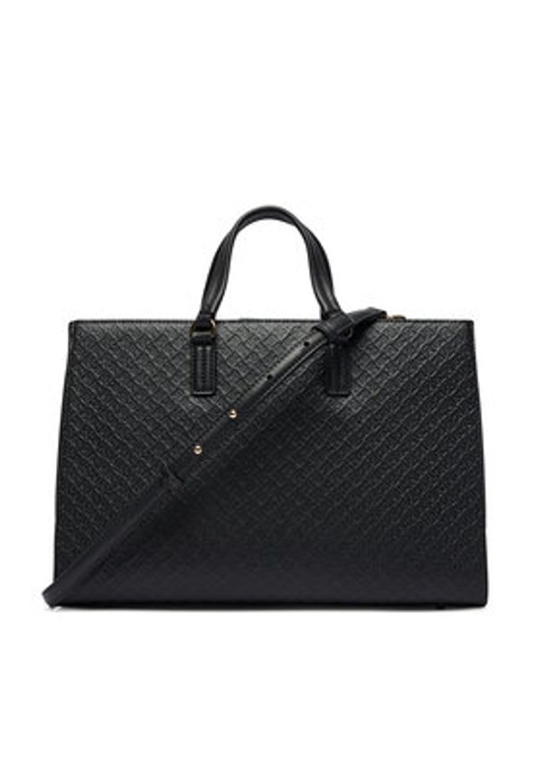 TOMMY HILFIGER - Tommy Hilfiger Torebka Th Daily Satchel Mono AW0AW18418 Czarny. Kolor: czarny. Materiał: skórzane