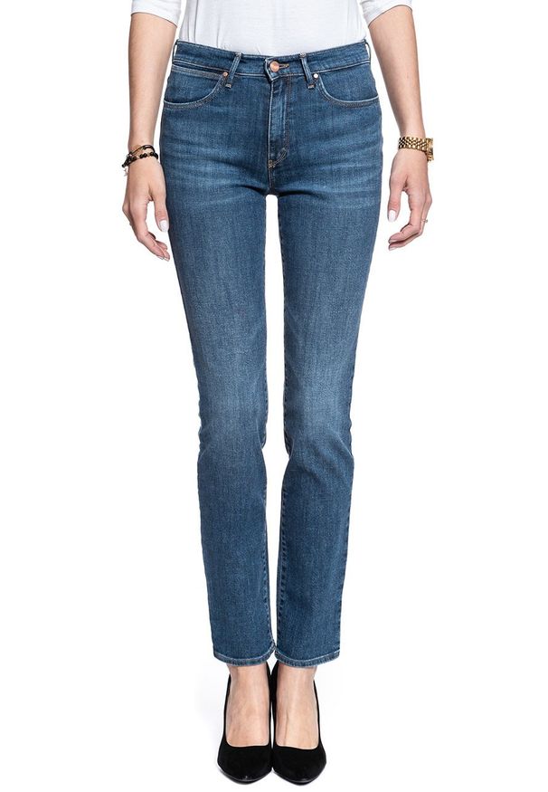 Wrangler - WRANGLER HIGH RISE SLIM RETRO BLUE W27GGS071 112128045. Styl: retro